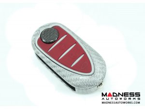 Alfa Romeo 4C Key Fob Cover - Carbon Fiber - White Candy